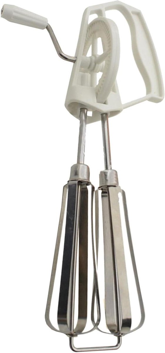 Handmixer - Garde Eiermixer - Beslag Kloppen - Dubbele Mengkoppen - 25 cm - Wit