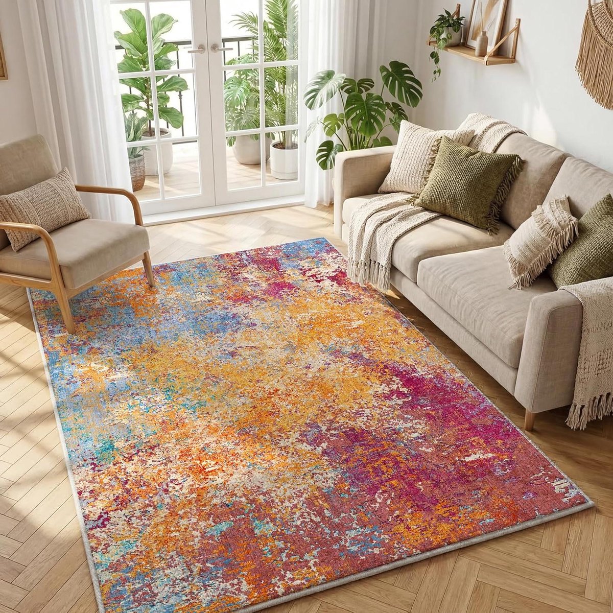 Vloerkleed - Zachte vloerbedekking - Woonkamer inrichten - Machine wasbaar - 140x200 cm -