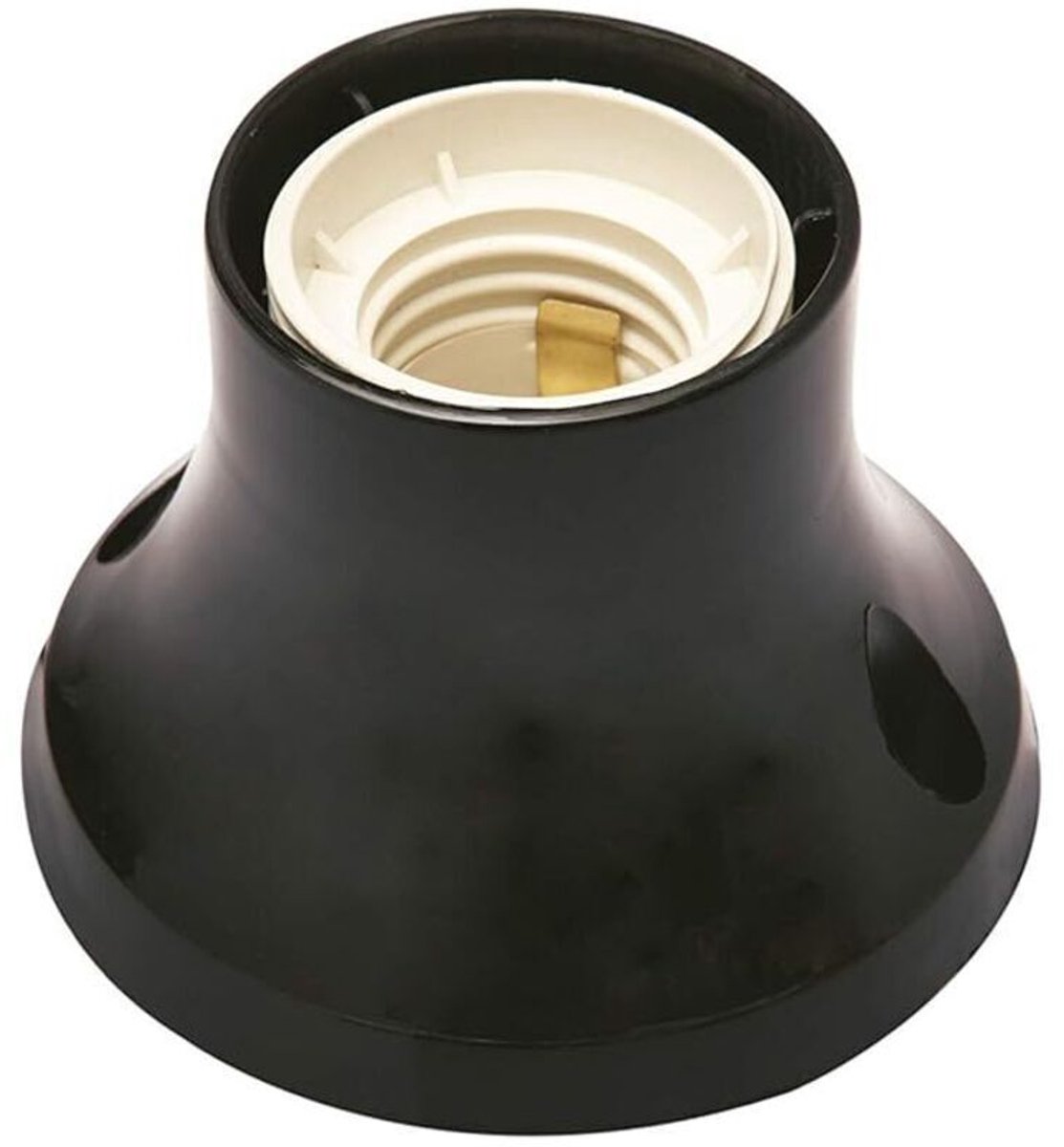 E27 fitting - Fitting geschikt voor rechte bodem - E27 fitting geschikt voor veerklemmen en messing contacten - Zwarte fitting