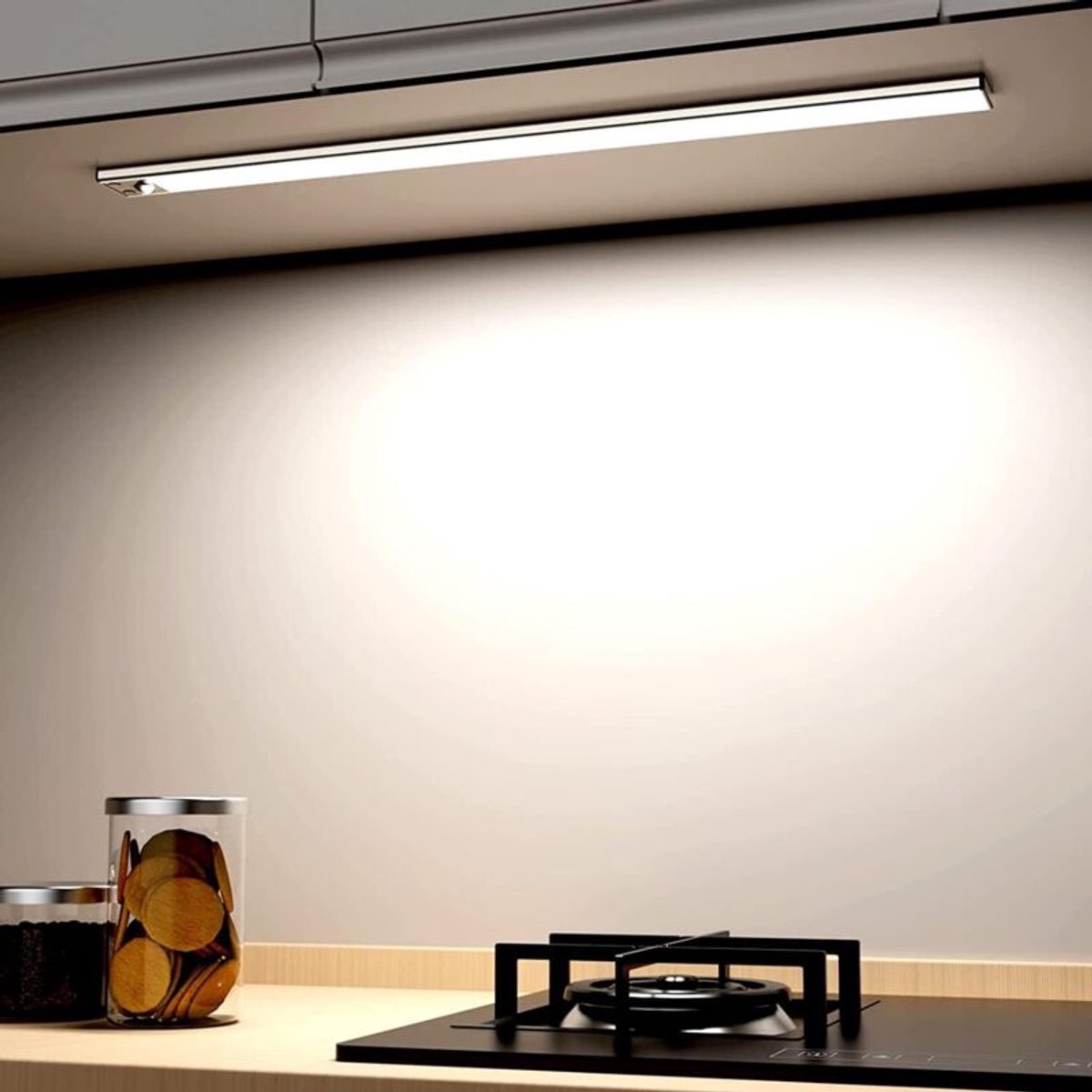 Kledingkastlamp, oplaadbare LED-binnenverlichting, draadloos, dimbare bewegingssensorlamp, geschikt voor kledingkasten, trappen en keukens (40 cm - 1 stuk, 6000K)