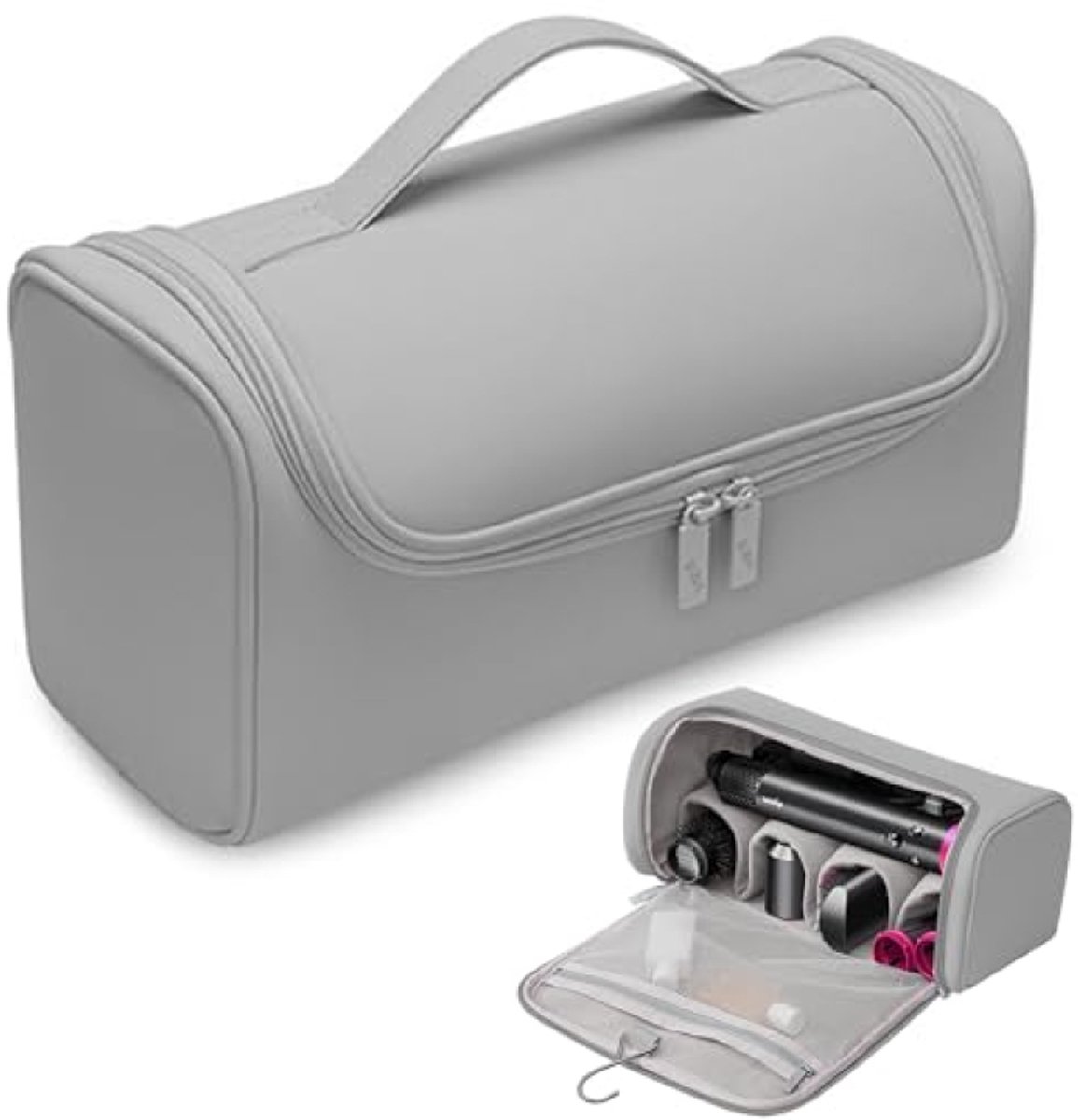 PromoHome Reistas voor Haardroger - Draagbare Opbergtas Compatibel met Dyson Airwrap en Accessoires - Waterdichte Hangende Föhn Opbergkoffer - Grijs