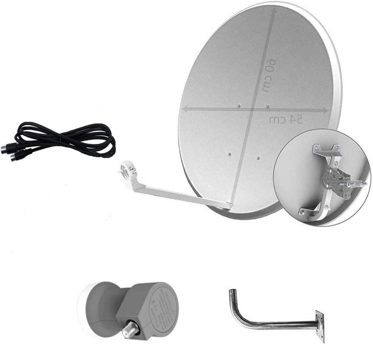 Satellietschotel - Ontvanger set - TV Signaal Ontvangen - 3 uitgangen - 60 cm - Wit