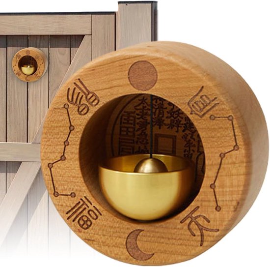Deuropening Chime - Deurbel Ring - Winkel Herinnering - Magnetische Bevestiging - 8 x 8 cm - Hout Messing — afbeelding 5