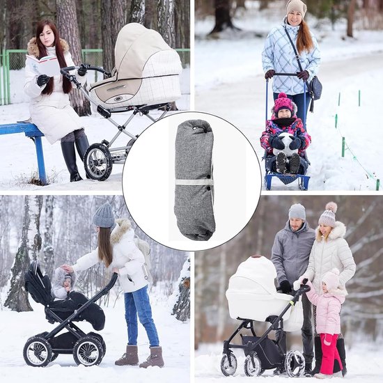 Kinderwagen Handwarmer - Mof warmer - Wandelen buiten - Waterdicht fleece - Universele maat - Grijs — afbeelding 3