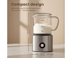 Melkopschuimer - Automatische opschuimer - Koffiebereiding thuis - Vier functies - 500 ml - Zilverkleurig