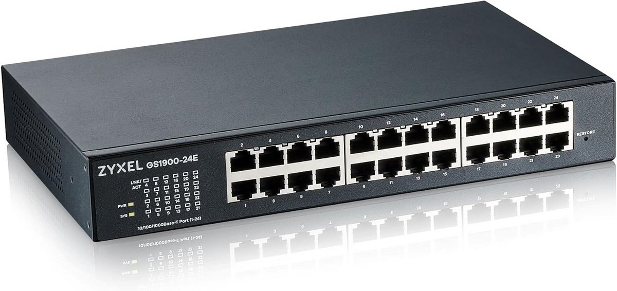 Netwerk Switch - Gigabit Splitter - Netwerk Beheer - Ventilatorloos Ontwerp - 24 Poorten - Zwart