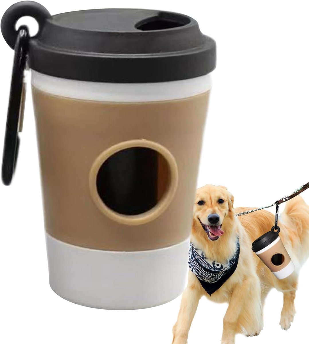 Hondenpoepzakhouder - Afvalorganizer - Wandelen met hond - Koffievorm design - 8 cm hoog - Niet gespecificeerd