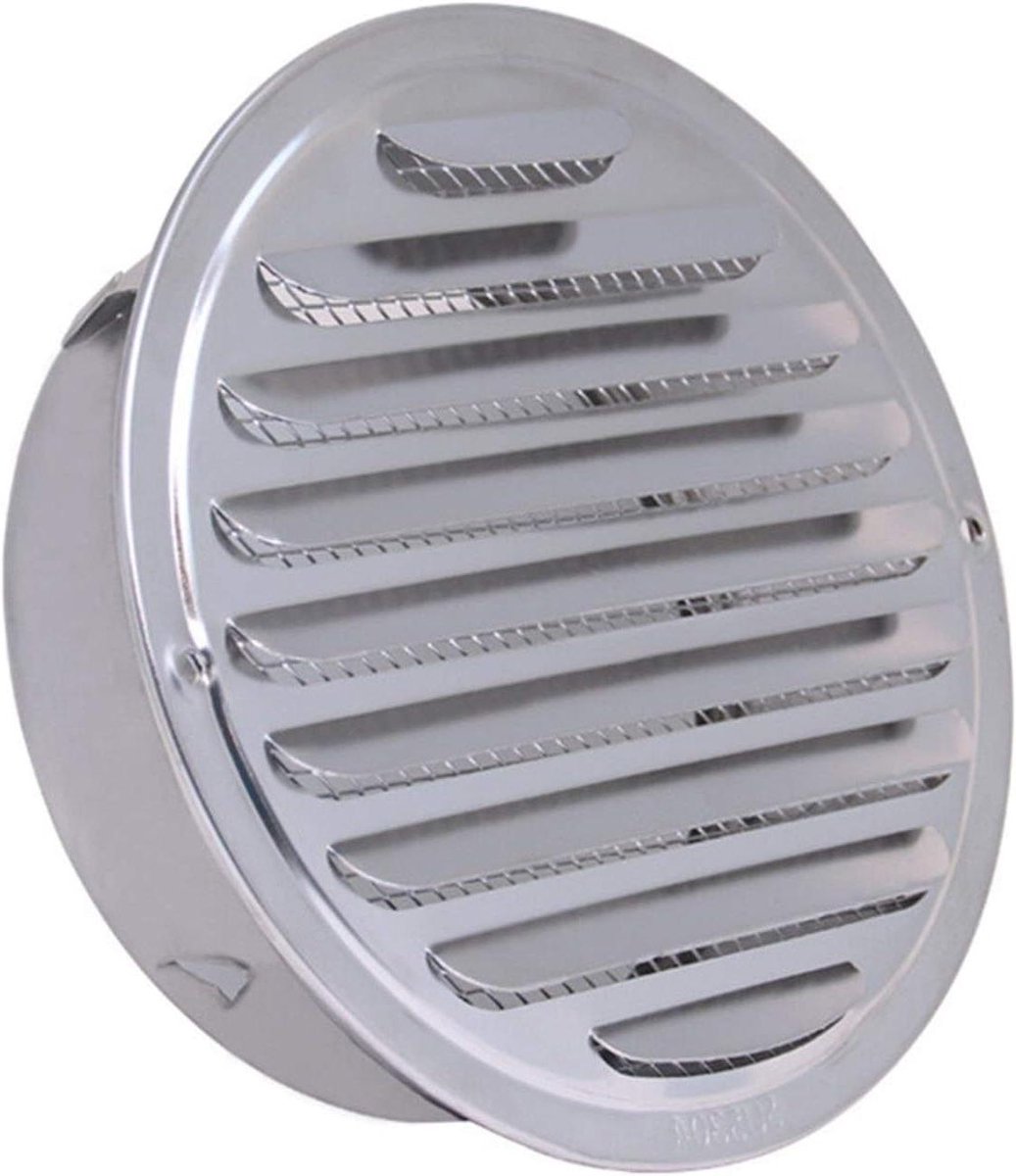 Ventilatie Rooster - Buitenmuur Ventiel - Luchtcirculatie Binnen - Insecten Wering - 150mm Diameter - Zilver