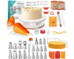 Taart Decoratie Set - 61 Delig - Compleet Bakset met Spuitmondjes, Spuitzakken, Draaiend Taartplateau - Bakken en Decoreren