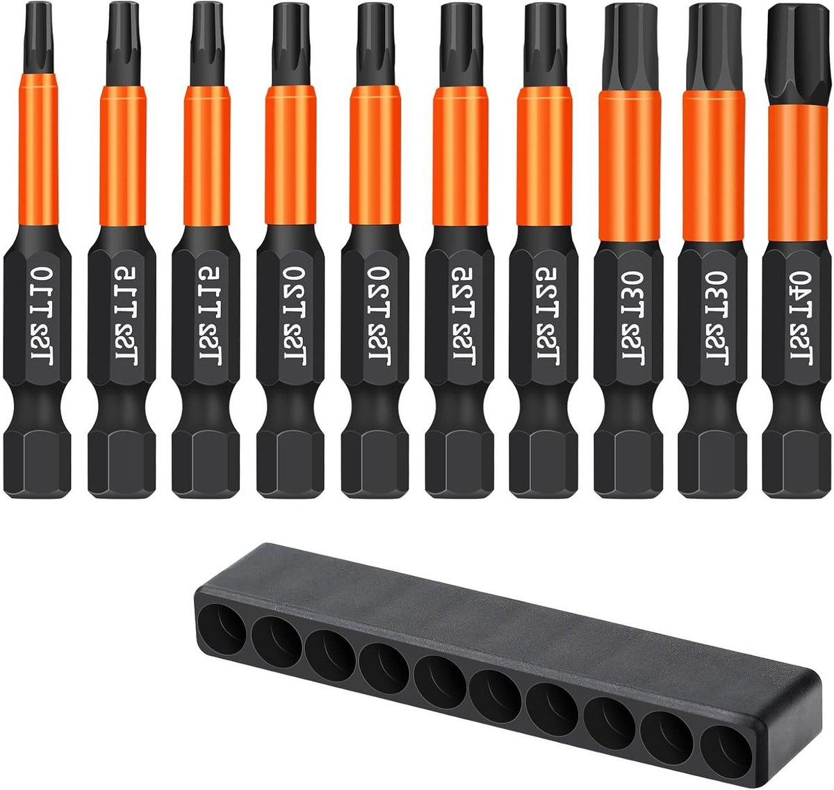 Torx Bits Set van S2 Staal met Magnetische Bevestiging voor Schroevendraaier - T10 T15 T20 T25 T30 T40 met Dispenser (50 mm)