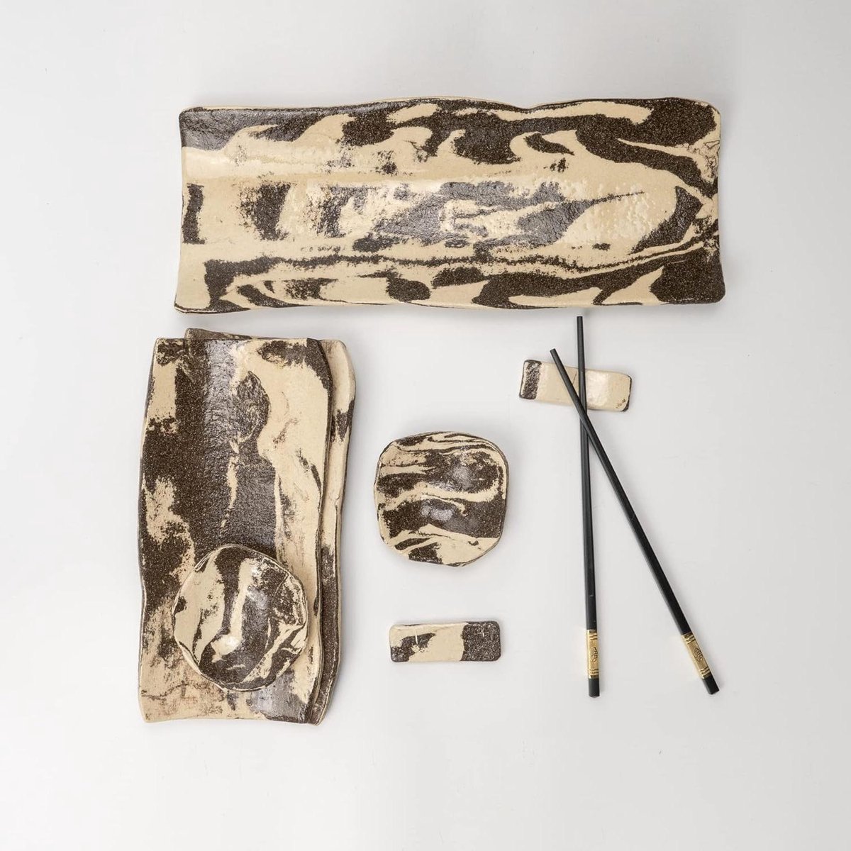Keramische Sushi Set - Sushi Servies - Aan Tafel Serveren - Handgemaakt Design - 1 Delig - Wit