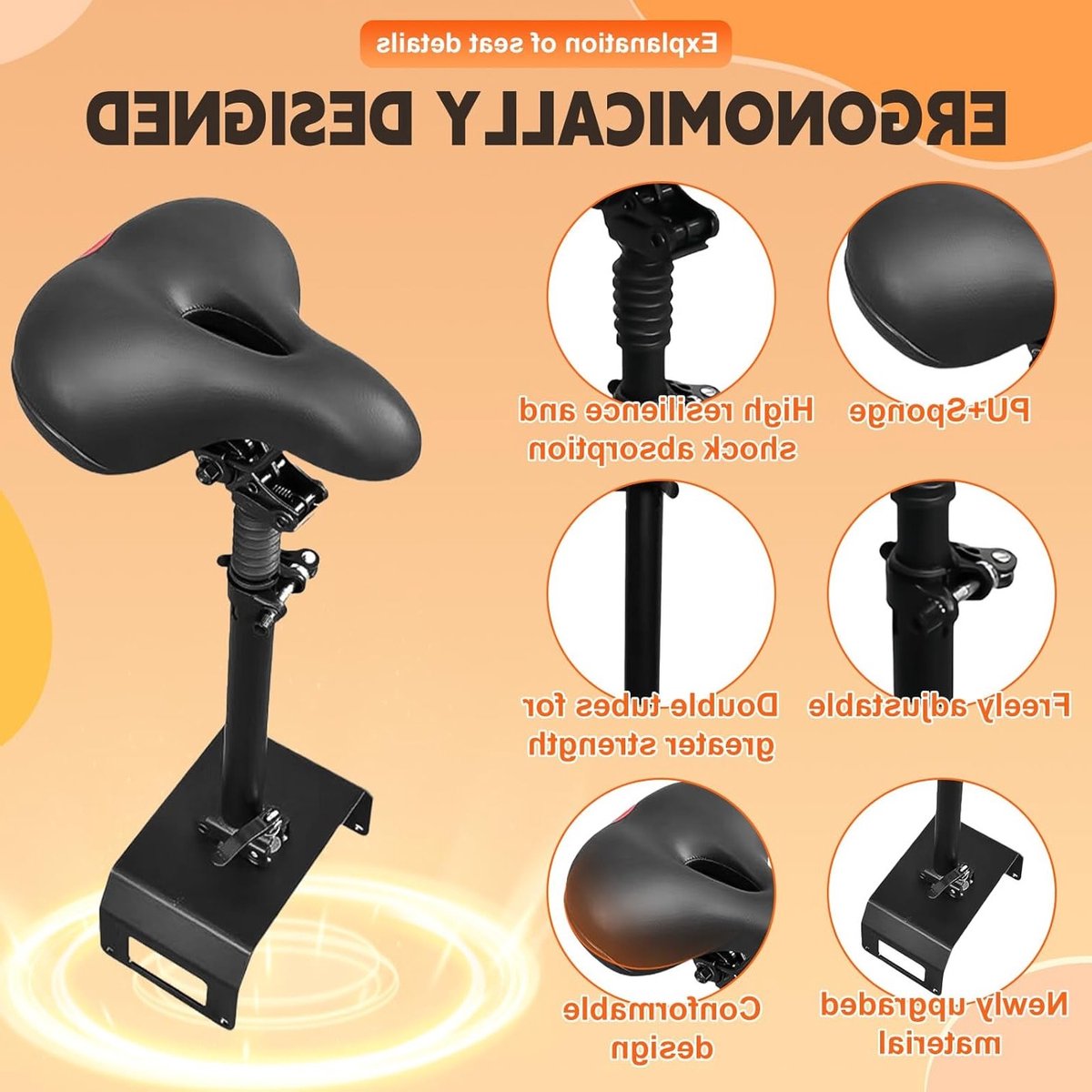 Zadel voor Elektrische Scooter - Verstelbaar en Comfortabel Zitje met Bagagedrager - Geschikt voor Niu KQi3 - 2019-2024 - Segway Accessoire - Schokabsorberend - Duurzaam Design – foto 6