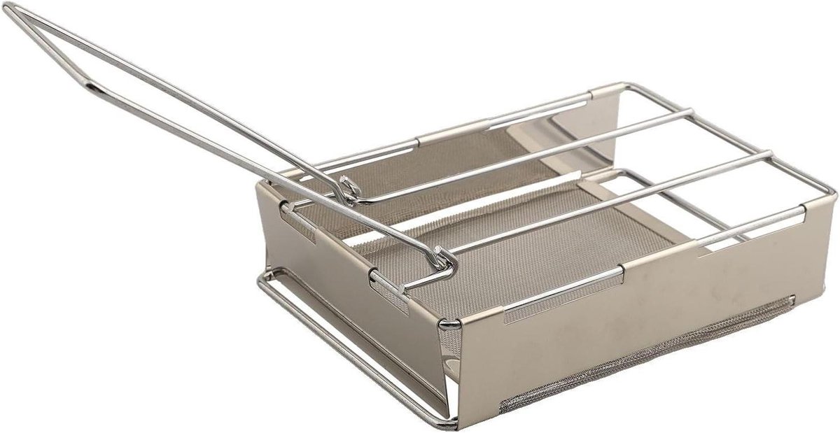Camping Broodrooster - Compacte Toast Maker - Buiten Koken - Gelijkmatige Warmte - Opvouwbaar Ontwerp - Zilverkleurig