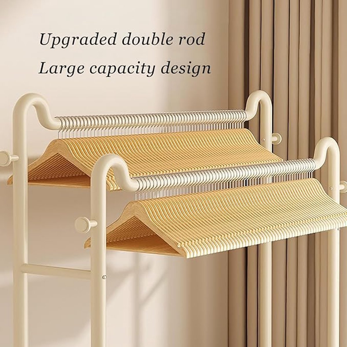 Garderoberek met Schoenenrek en Wielen 120 x 40 x 160 cm – Vrijstaand Kledingrek met Opbergplank, Verrijdbare Kapstok, Metalen Kledingstandaard voor Hal, Slaapkamer, Woonkamer en Wasruimte – foto 2
