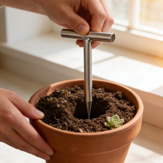 Planthout Roestvrij Staal - Tuin Dibbler - Bloembollen Planten - Ergonomische T-Greep - 19.6 x 19.2 cm - Meerkleurig — afbeelding 5