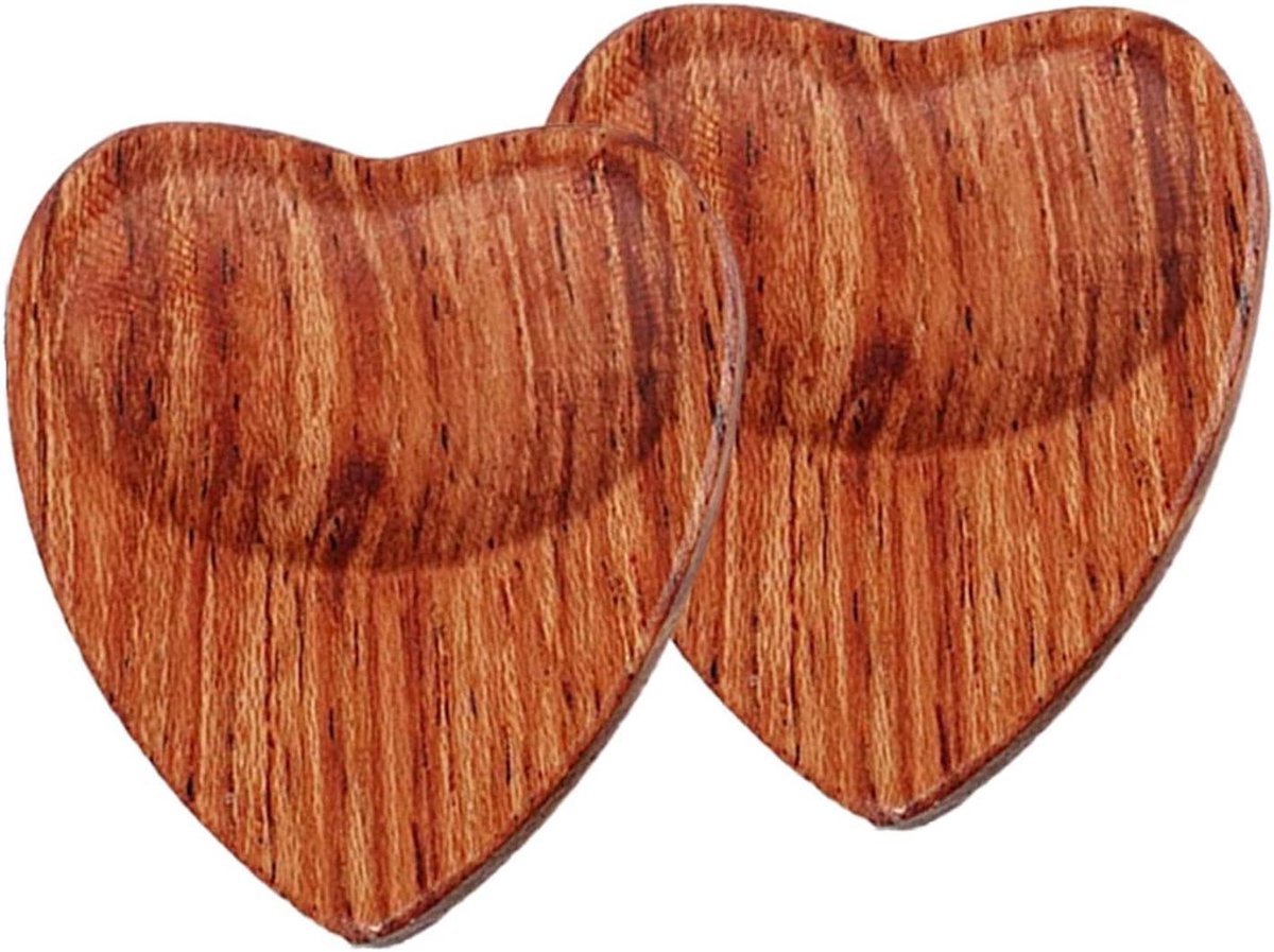 Houten Gitaarpicks - Hartvormige Picks - Muziek Maken - Antislip Grip - 2 Stuks - Rood