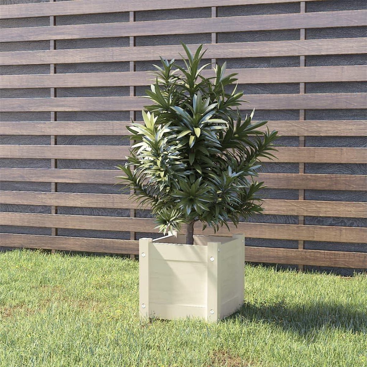Bloemenbak - Plantenkist Balkon - Tuin Decoratie - Massief Grenenhout - 31 x 31 x 31 cm - Wit
