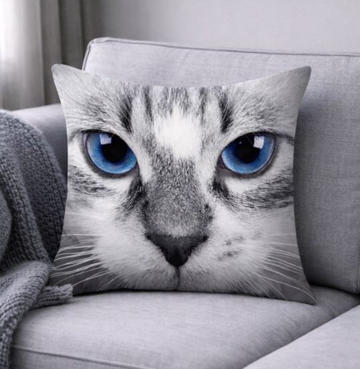 Kussenhoes Kat - Fotoprint - Sierkussen - 45x45 cm