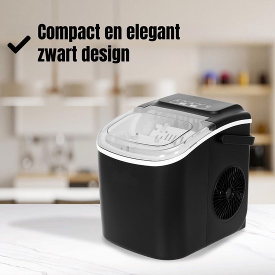 AHD® Ijsblokjesmachine - Ijsblokjesmachine Crushed Ice - Ijsblokjes Machine - Ijsblokjesmakers - Ijsmachine - Zwart - 23cm x 30cm x 29cm van Ahd — afbeelding 4