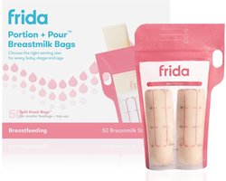 Frida Mom Moedermelk Bewaarzakjes 50 Stuks - Splitstash 4oz | Lekvrij, BPA-vrij, Invriezen & Ontdooien