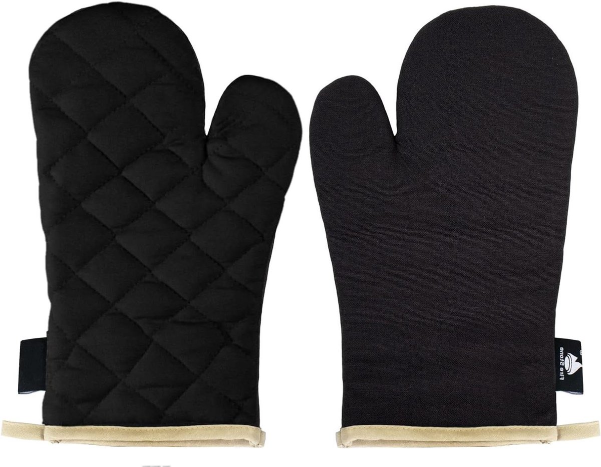Ovenwanten - Keukenhandschoenen - Hete Objecten Hanteren - Hittebestendig tot 250°C - 17 x 29 cm - Zwart
