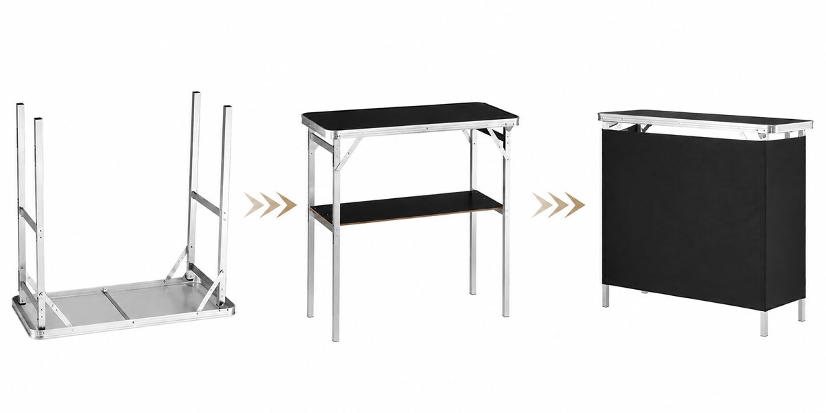 SmartLiving.Store - Bartafel - Tuintafel - Inklapbare tafel - Vouwtafel - Draagbaar - Met hoes - 80x40x95 - Zwart