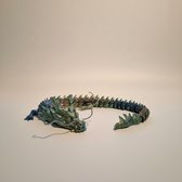 Flexibele Chinese draak - Gelede draak - Articulated dragon - 45 cm lang - Blauw/Oranje/Groen - 3D print - Flevo Print