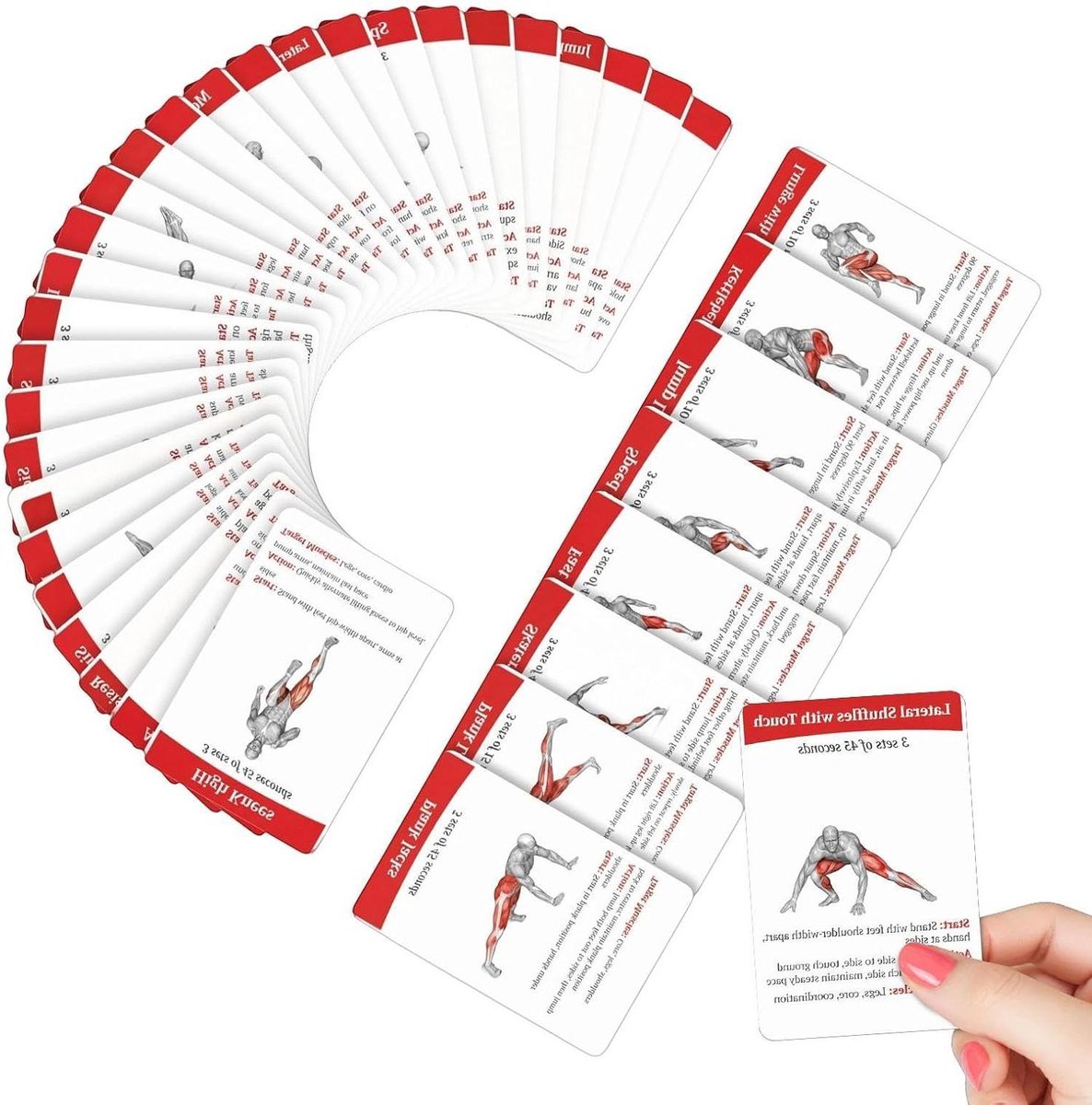 Oefenkaarten Set - Fitness Kaarten - Thuis Trainen - 36 Verschillende Oefeningen - 36 Stuks - Gekleurd