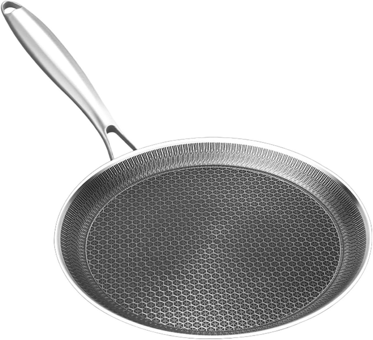 Pannenkoekenpan - Koekenpan Plat - Ontbijt Bakken - Honingraat Structuur - 24 cm - Zilver