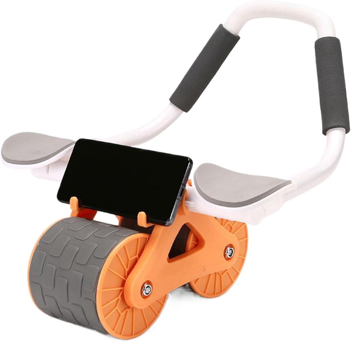 Buikspierroller met Automatische Terugslag - Core Trainer Wiel - Buikspieren Trainen - Automatische Terugslag Technologie - 41.5x38.5x18cm - Oranje Blauw Roze