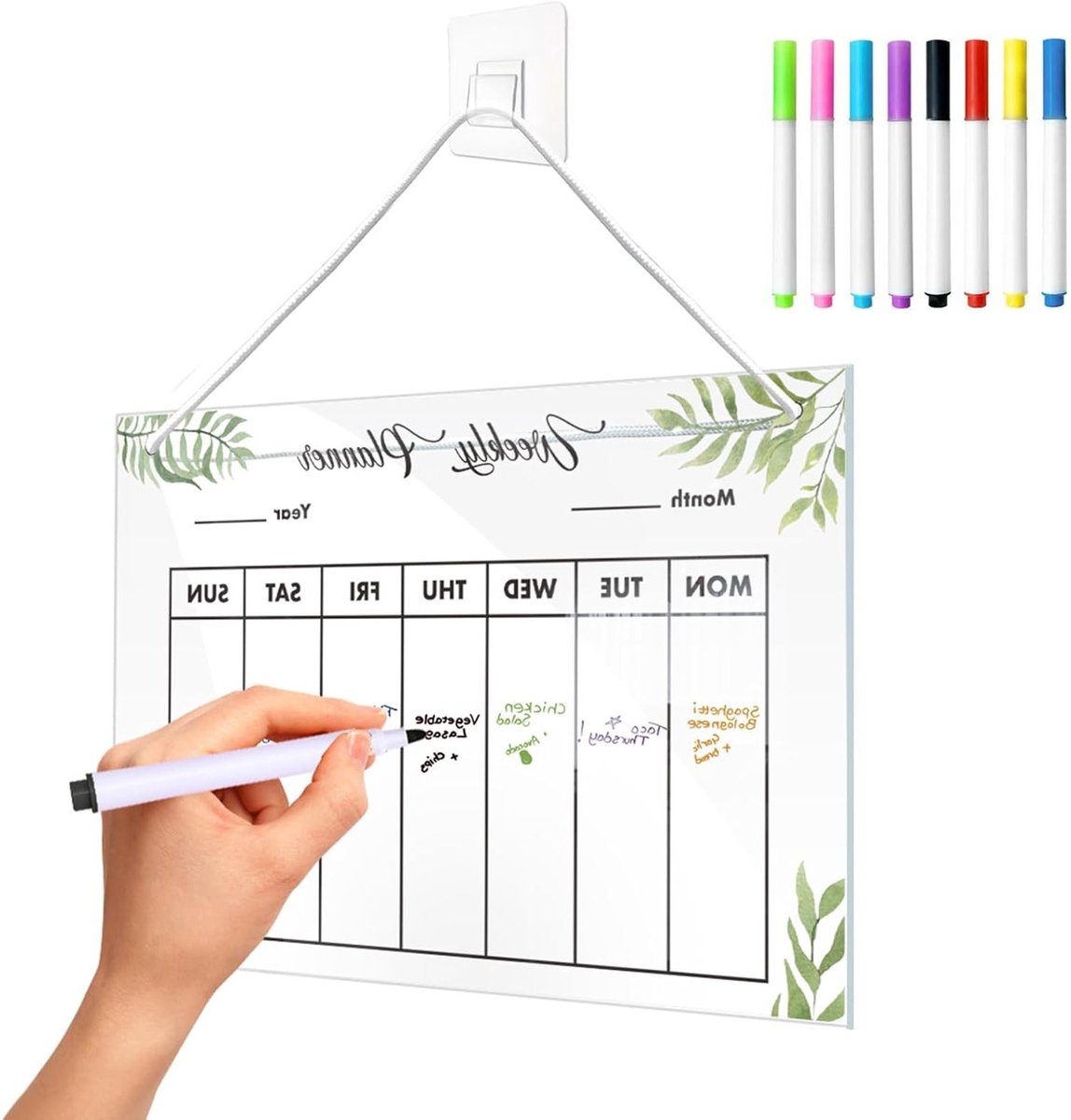 Witte Wandplanner van Acryl met 8 Viltstiften - Herbruikbare Weekplanner 30 x 20 cm voor Efficiënte Planning en Organisatie