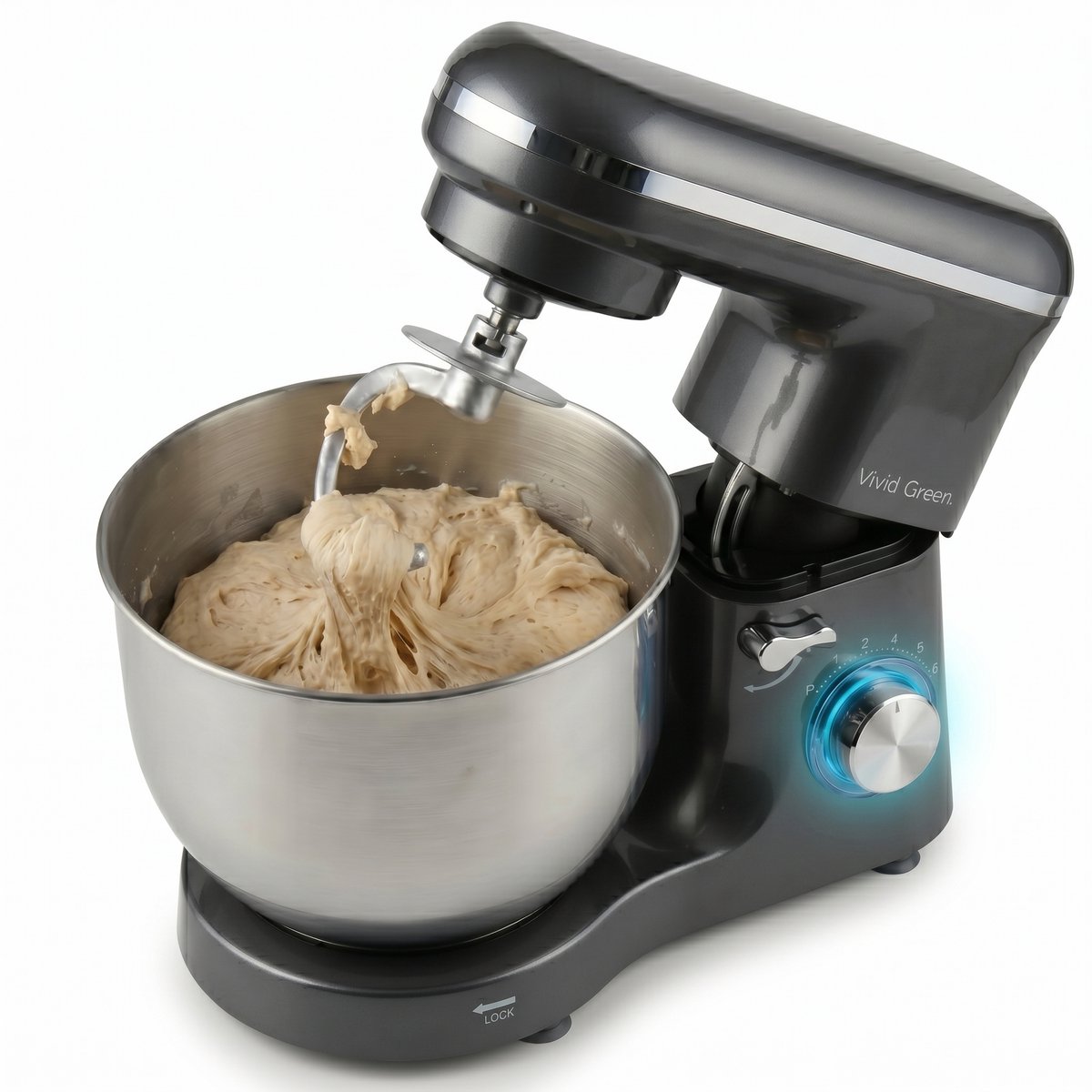 Bol.com Vivid Green 2000W Keukenrobot - 6.2L - Mixer met Mengkom - Keukenmachine - Keukenmixer - Grijs aanbieding