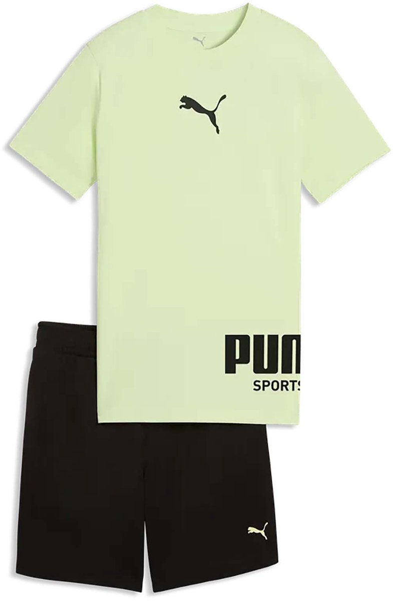 Puma Sport Tee En Shorts Set B T-Shirt Fashion Wear Kinderen Groen