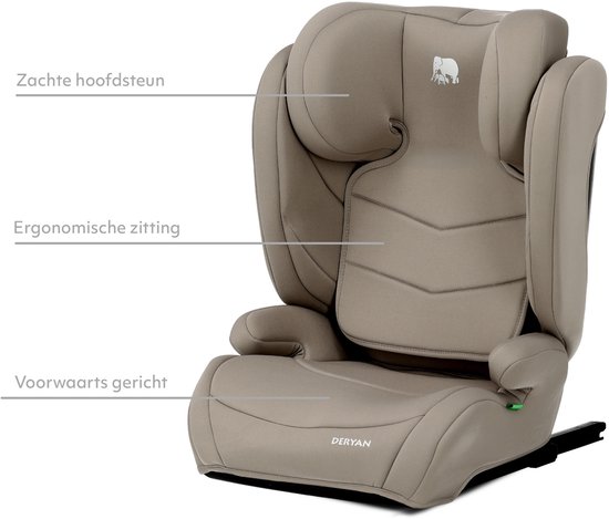 Deryan Charlie Luxe Autostoel i-Size - Met Isofix - 100-150cm - Truffle Sand van Merkloos — afbeelding 4