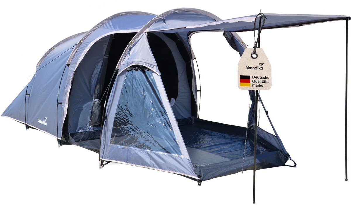 Skandika tunneltent Helgver 3 Sleeper - Festivaltent voor 3 personen, grote voortent, Sleeper‑technologie, waterdicht, 3000 mm waterkolom, zwarte slaapcabine | Tent festival, camping, outdoor