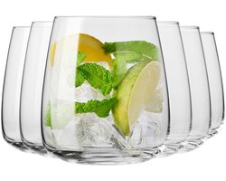 KROSNO | Water, sap en drinkglazen | Set van 6 | 470 ML | Modern collectie | Kristalglas | Perfect voor thuis, Restaurants en Feesten | Vaatwasser Veilig