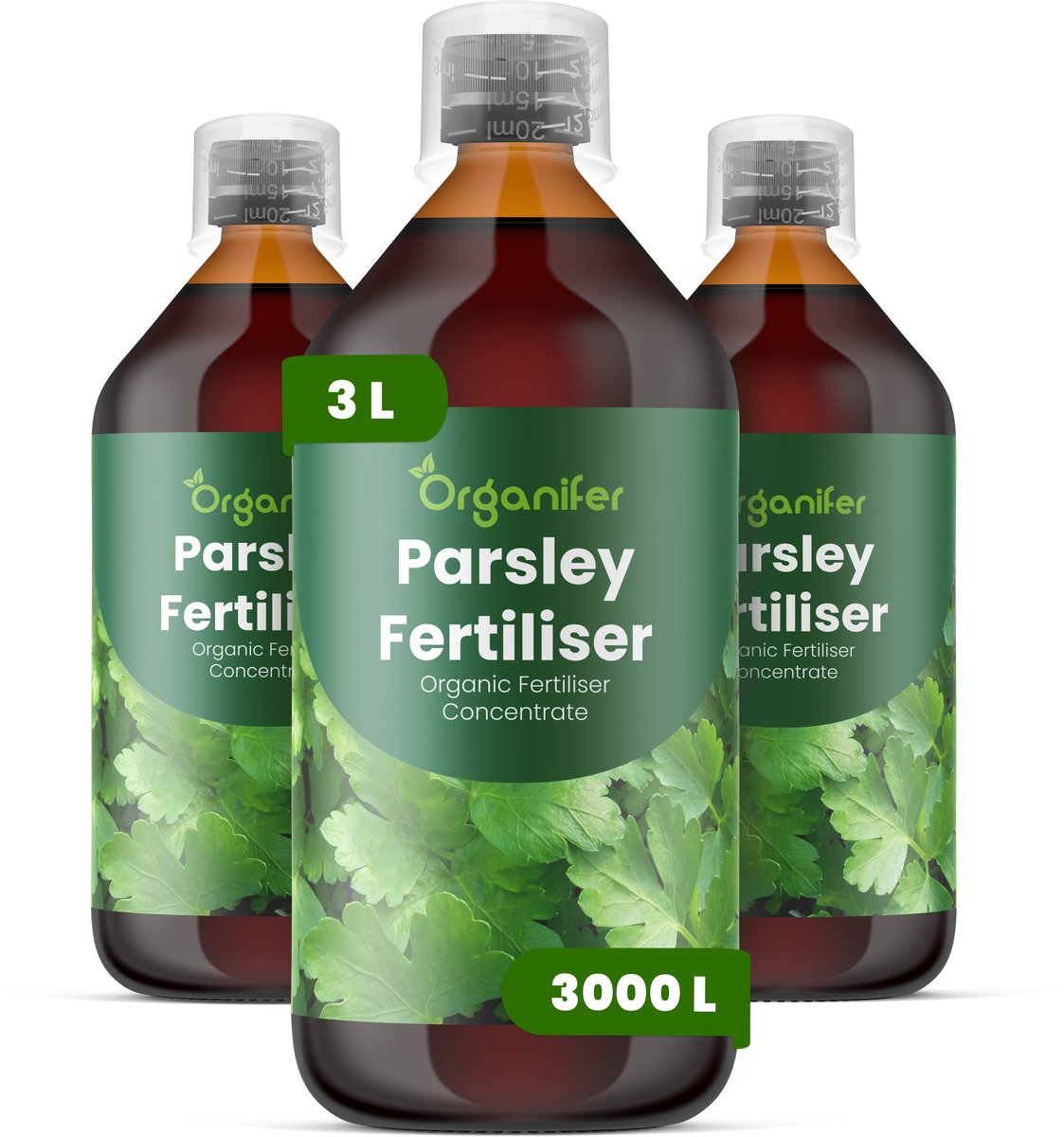 Vloeibare Meststof Voor Peterselie 3X1 L Voor 3000 L - Npk 2-1-8 - Ondersteunt De Productie Van Dicht - Krachtig Peterselieblad - Versterkt Bladstructuur En Kleur Voor Premium Culinaire Kwaliteit - Ideaal Voor Kruiden In Pot - Organifer