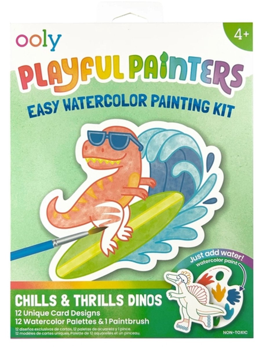 Ooly - Playful Painters - Aquarel verfset - Chills & thrills dino's