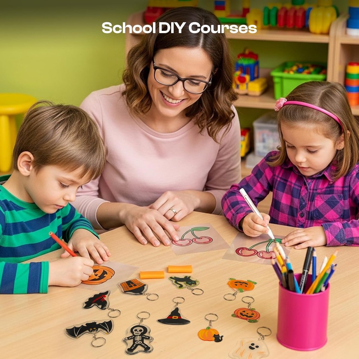 BOTC Krimpfolie set - 70-Delig Inclusief Accessoires - Krimpie Dinkie Pakket - Sieraden en sleutelhangers maken — cadeau in Hobby - foto 4
