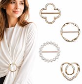 Kleding Clips Set – 4 Stuks – Taille Verkleiner & Sjaal Clips – Zonder Naaien – Broek & Jurk Verstelbaar – Fashion Accessoire Dames