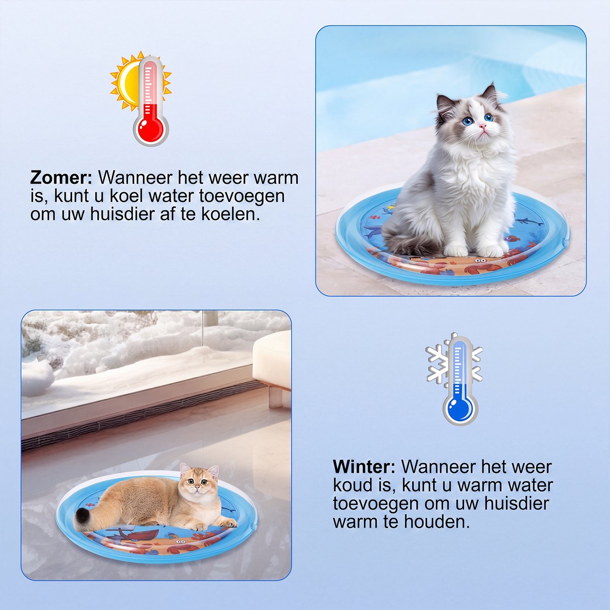 Water Speelmat Voor Kat En Hond Met Pomp - Opblaasbare Koelmat Met Water Sensor En Vis Motief - Duurzame PVC Katten Speelmat 65x65 cm - Interactieve Watermat Voor Huisdieren Voor Spelen Koelen En Sensorisch Vermaak thumbnail 6