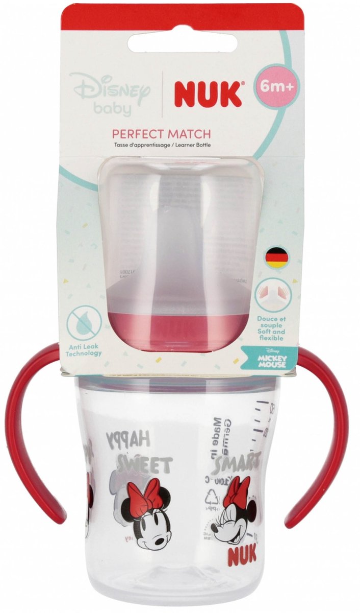 DISNEY Minnie Mouse NUK Veilige drinkfles voor beginnende drinkers, handvatten, tegen koliek, siliconen anti-lek speen 150ml 6m+ van Disney — afbeelding 2