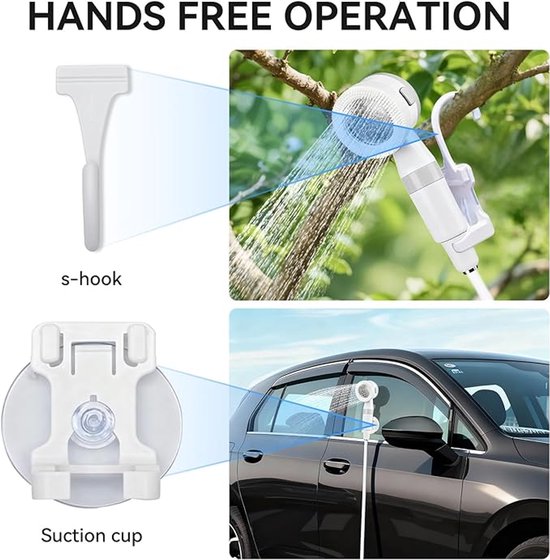 Camping Douche - Campingdouche Draagbaar - Portable Shower Met Lithium Battery - 5000 Mah - Mobiele Douche - Buitendouche - Tuindouche - Draagbare Douche - Reisdouche - Tuindouche - Oplaadbare - 2m - Geschikt Voor Kamperen, Reizen En Strandvakanties van Camping — afbeelding 3