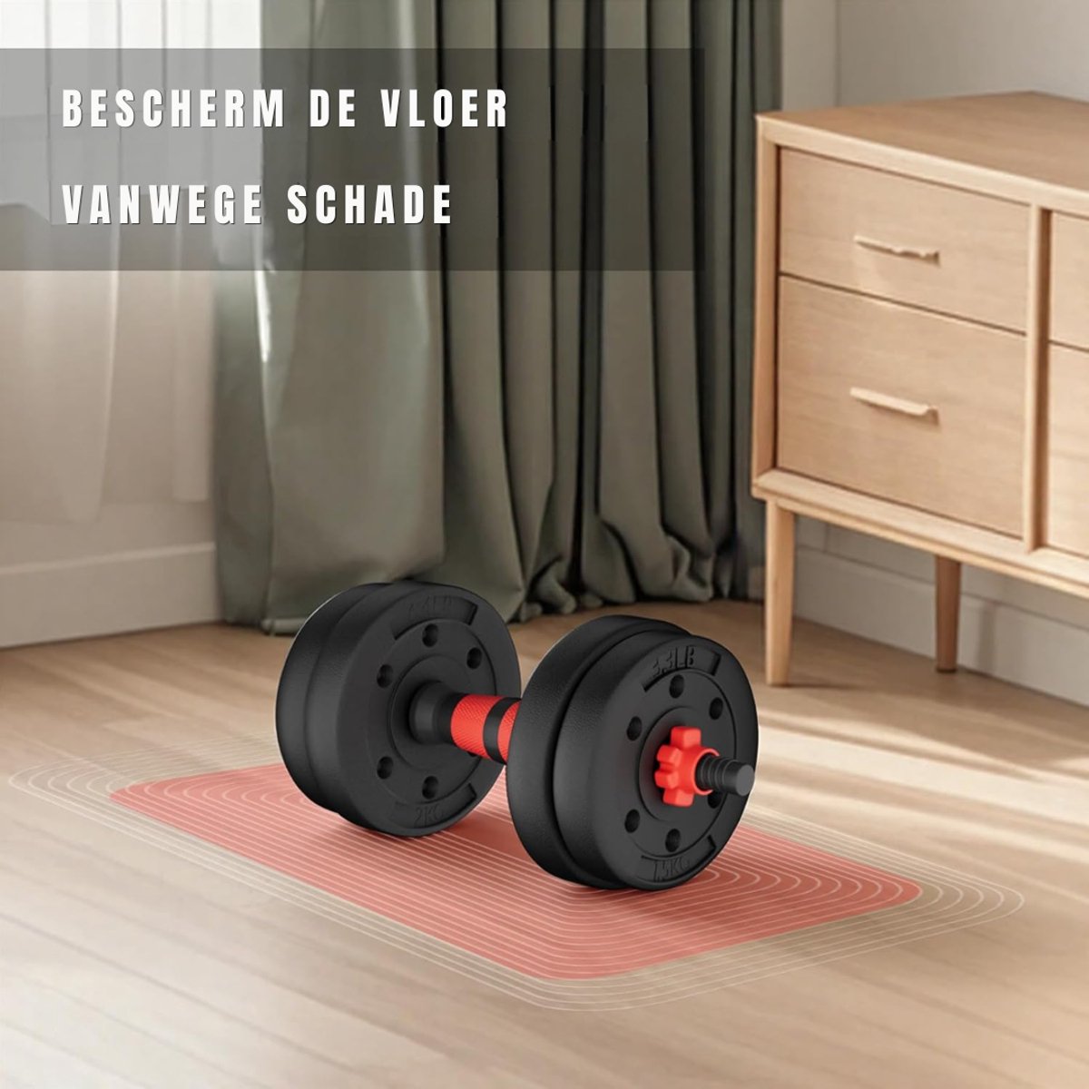 MIRA® Verstelbare Dumbells - Verstelbare Dumbbells - Dumbell Set - Verstelbare Dumbell - Rood - 13cm x 6cm x 6cm thumbnail 8