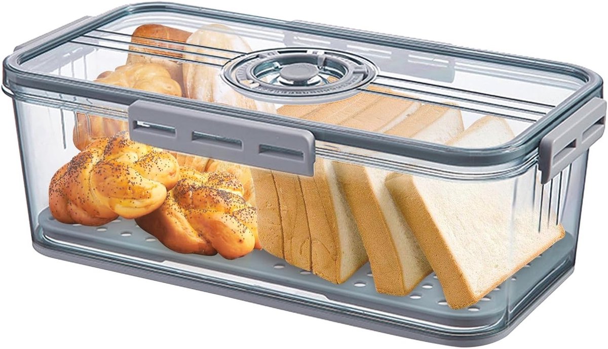 Crispbread Box voor Vers Brood, Lunch Box en Opbergmanden - Stapelbare Plastic Opbergdozen met Deksel voor Organisatie in de Koelkast
