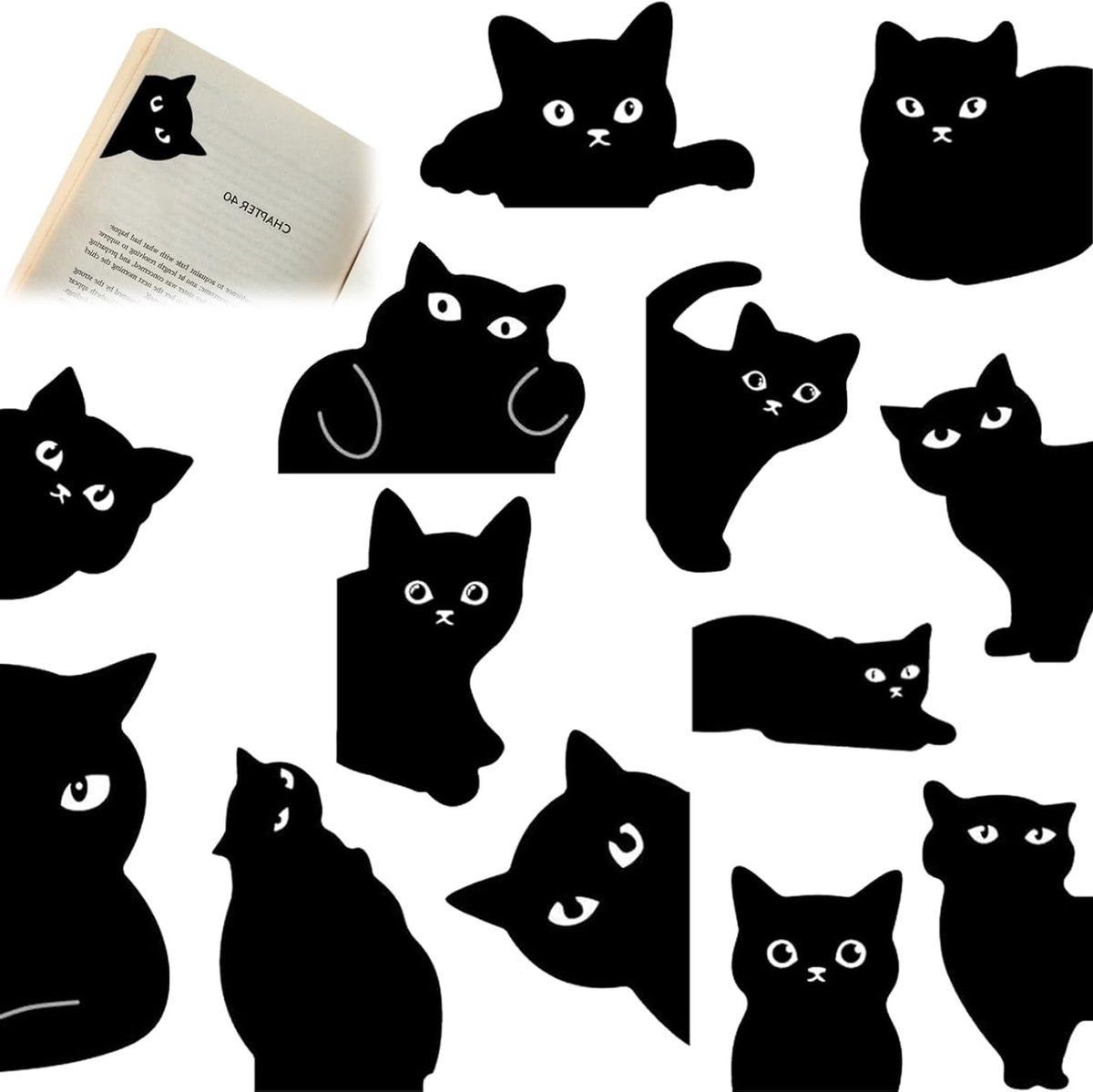 Schattige kattenboekenleggers, 13 stuks, perfect als cadeau voor kattenliefhebbers, vrouwen, leraren en boekenliefhebbers