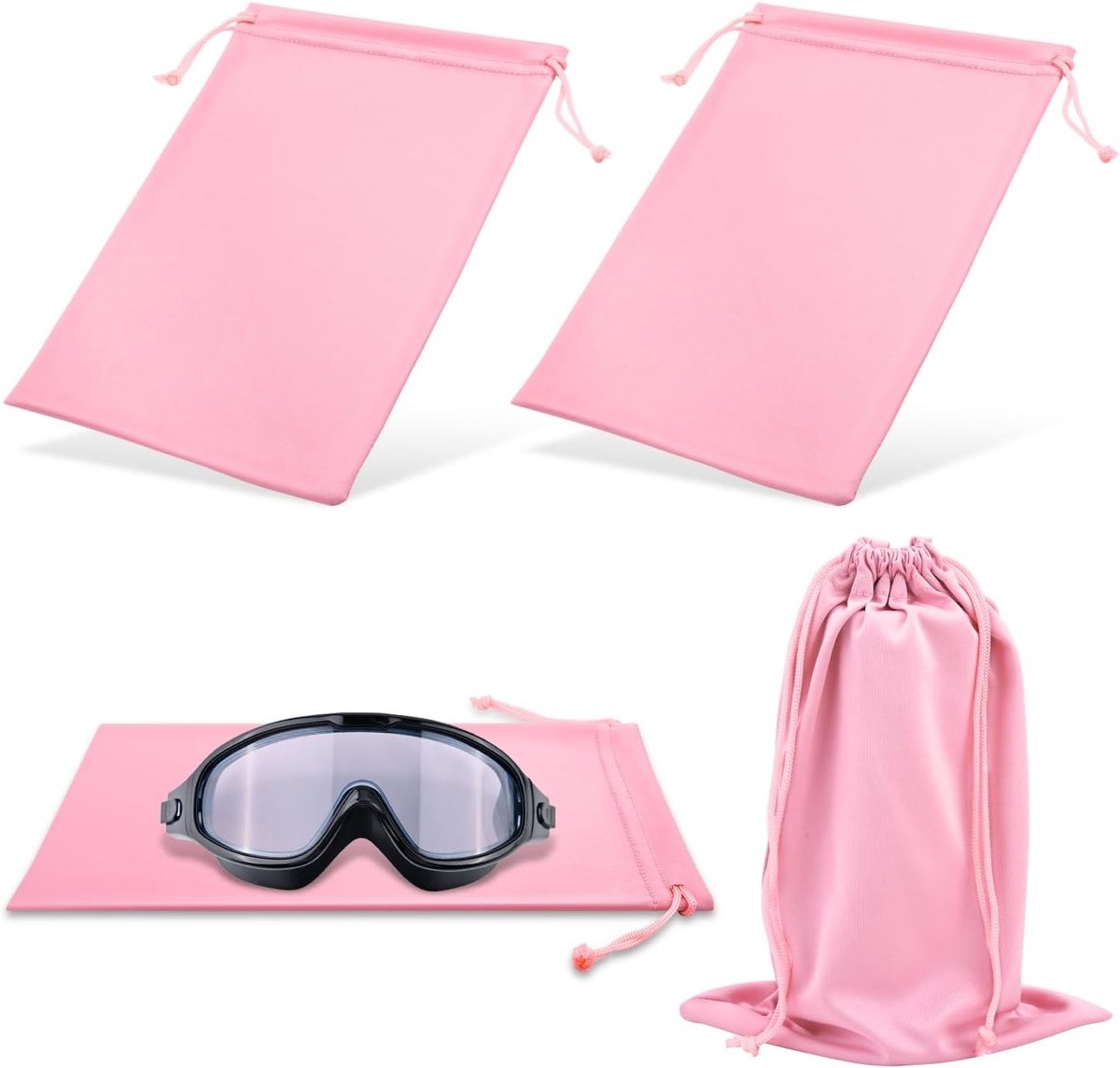 Set van 4 Microfiber Ski Goggles Tassen, 27x18cm Met Trekkoord voor Bescherming van Skibrillen, Zonnebrillen en Camera Lenzen