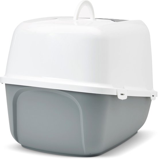 Savic Nestor Jumbo - Kattenbak XL - Inklapbare Voorkant - Grijs/Wit - 66,5 x 48,5 x 46,5 cm