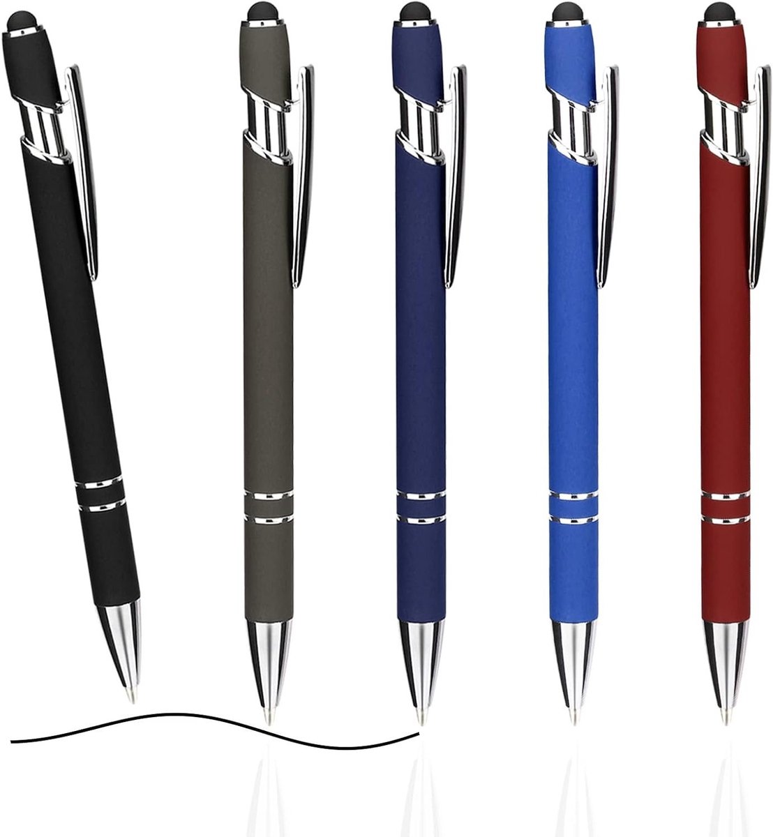 Ergonomische balpen set van 5, hoge kwaliteit, met antislip grip, ideaal voor kantoor en thuisgebruik