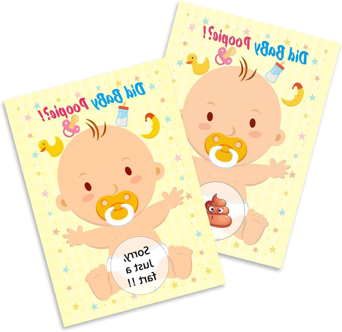 48-delige Set Krapkaarten voor Baby Shower - Leuke Activiteiten, Humor en Spelletjes voor Feestjes